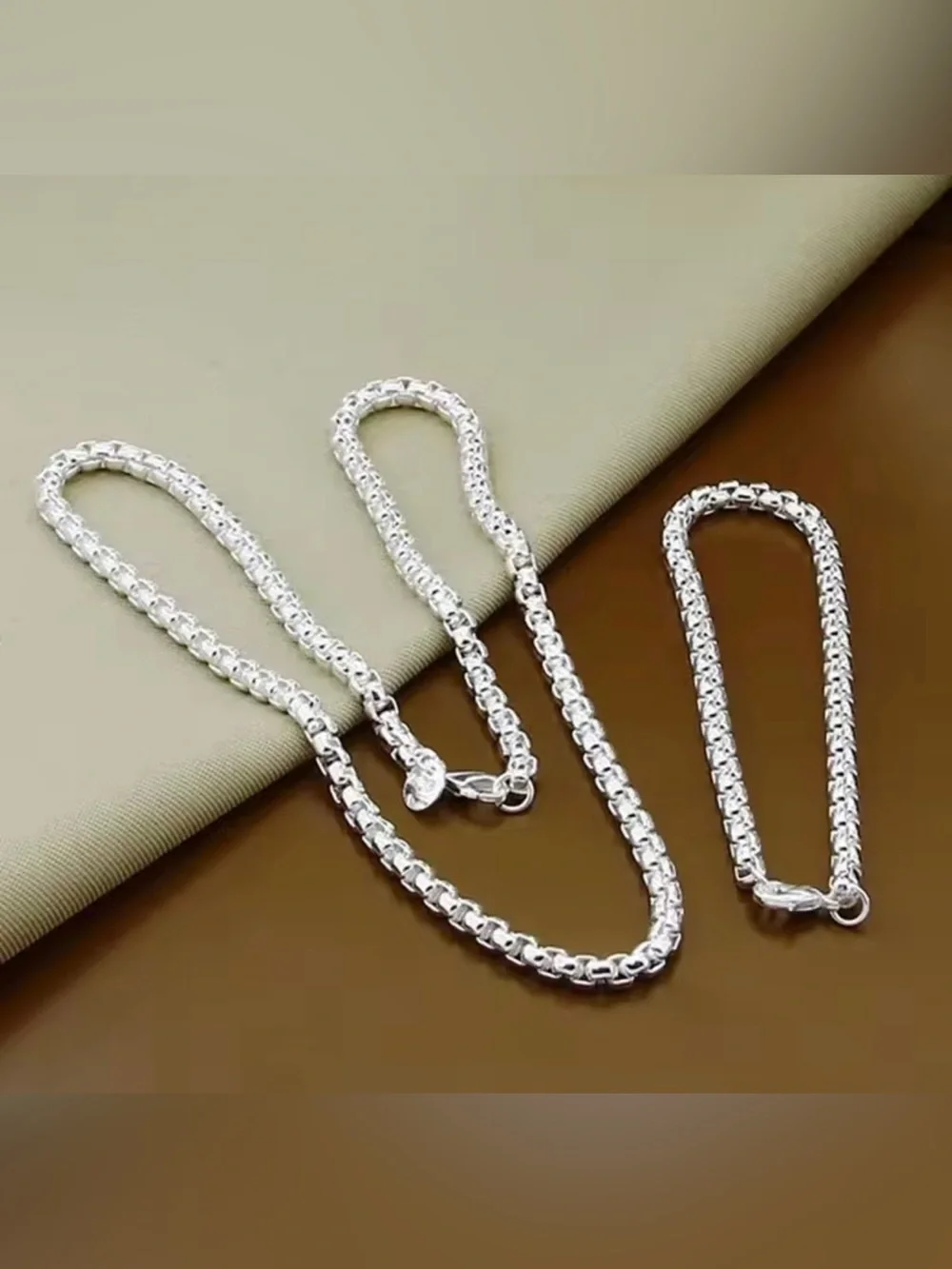 Italian Luxury Boutique 925 Sterling Silver Chain Bracelet Set 2 Pc NWOT